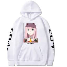 Harajuku Anime Darling In The Franxx Zero Two Graphic Print Hooded Men Women Hoodies Casual Sweatshirt Female Trendy Pullover