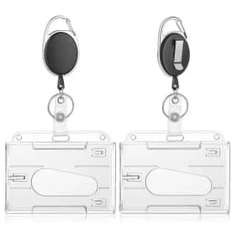 Transparent Double Cards Slots ID Tag Badge Holder with Badge Reel 2 Cards Storage Organizer Employee Pass Work Card Case Sleeve
