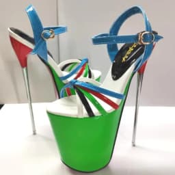 Summer 19cm Metal Thin High Heels Sandals Female Platform Women's Shoes Narrow Band Steel Pipe Dance Buckle SM Stripper Pumps