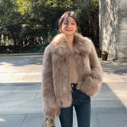 Women Faux Fox Fur Coats Solid Short Jackets Long Sleeves Turn Down Collar Open Stitch Loose Elegant Casual 2026 Autumn Winter