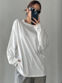 Women Basic Long Sleeve Loose O-neck T-shirt Autumn Winter Solid Color Tee Top Streetwear