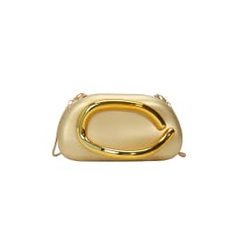 Women PU Leather Trendy Clutch Purses Solid Color Metal Decoration Evening Bag Hand-held Shoulder Clutch Bag for Wedding Party