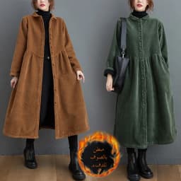 plus Size Casual Slimming Autumn Winter Fce Long Sve Vintage Loose Velvet Women's Jaet Thiened Cotton Double Collar