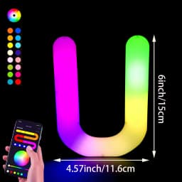 1PC Smart LED Letter Light - DIY RGB Marquee App Control Music Sync Indoor Sign Game Holiday Party Wedding Graduation Season A-Z