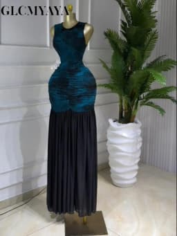 CM.YAYA Women Printed Ruched Stacked Sleeveless Long Maxi Dress 2026 Summer Evening Party Beach Vacation Sexy Dresses Vestido