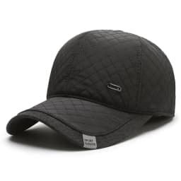 Winter Solid Color Quilted Embroidery Hat, Casual Warm Windproof Fleece-Lined Earflap Baseball Cap