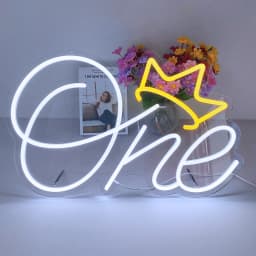 Dimmable LED Neon Sign 'ONE' for Baby's 1st Birthday Party Decor USB Powered Neon Light for Home Bar Stand Art Decoration