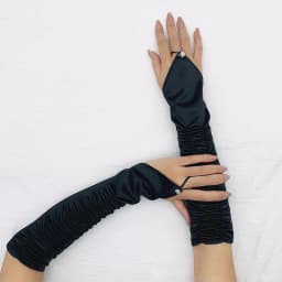 White Elegant Elastic Satin Pleated Hot Drill Bridal Wedding Fingerless Long Gloves Women Party Prom Dress Hook Finger Gloves