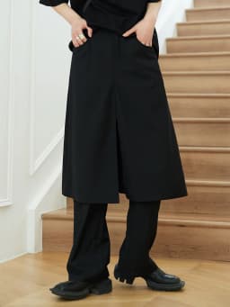 [EAM] High Elastic Waist Black Double Layers Long Wide Leg Pants New Loose Fit Trousers Women Fashion Spring Autumn 2026 1DF3962