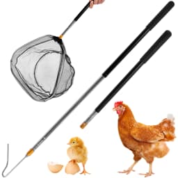 4Pcs Poultry Catcher Tools Stainless Steel Telescopic Chicken Grabber Pole & Small Chicken Catching Net Outdoor Bird Catcher