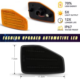 2Pcs Canbus LED Bumper Fender Side Marker Light Turn Signal Lamps For Hummer H3 2006-2010 H3T 2009-2010 39smd Amber OEM#15873638