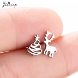 Korean Style Star Moon Ear Studs for Girls Minimalist Cat Puzzle Leaf Dinosaur Earrings Black Stainless Steel Jewelry Oorbellen