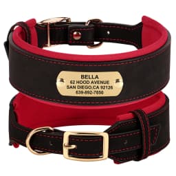 Personalized Leather Dog Collar Soft Wide Padded Collars For Medium Large Dogs With Free Engraved Nameplate Dog Accessories