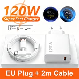 120W EU Fast USB Wall Charger For Xiaomi 12 13 14 15 17 Pro Redmi Note 11 12 13 14 POCO X6 X7 X8 Pro Type C Turbo Charging Cable