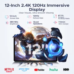 DOOGEE AORLYM P12 Pro Tablet 48GB+256GB Gemini AI 12" 2.4K 120Hz Display 12000mAh Large Battery UNISOC T7300 Widevine L1 4G Dual SIM Android 16 Smart Pad
