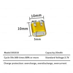 5-100pcs Lipo Rechargeable Polymer Lithium Batteries 501010 501012 3.7V 35mAh Bluetooth Batteries for Headset LED Lights Mp3/mp4
