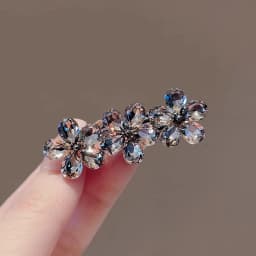 High-end Black Color Crystal Flower Hairpin Temperament Elegant Alloy Hair Clip Women's Bangs Side Clip Korean Style Headdress