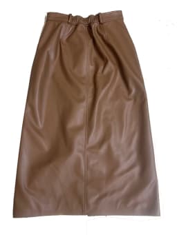 Winter Leather Clothing for Women A-Line Front Split Back Waist Elastic French Long Skirt Female Burdundy Slim Pencil Faldas