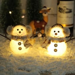 Christma Snowman Ornament with Built-in Light Plush Snowman Doll Night Light Table Decoration Set Battery Christmas Gift