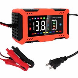 12V 6A Smart Car Battery Charger 9-Stage Automatic Charger 5-in-1 Modes for Car Start-Stop Motorcycle LiFePO4 Batteries with Repair Trickle Charge Temperature Compensation LED Display Safety Protection