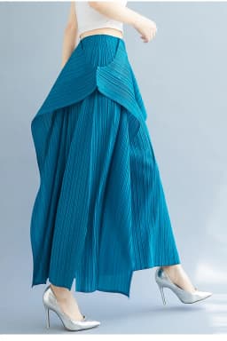 2025 New Pleated Pants Irregular Wide-legged Pants Simple Loose Large Size with Elastic Formal Occasions Commuter Women's