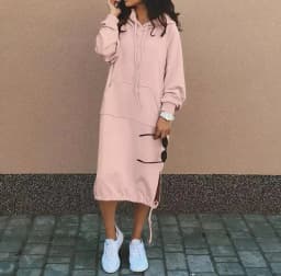 Pullover Hooded Hoodie Regular Thickness Elegant Commuter with Pocket Sweatshirt Loose Fit Wrinkle Treatment Long Hoodie