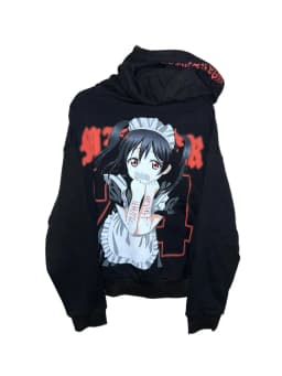 Men Gothic Horror Print Zip Up Hoodie Dark Anime Face Graphic Sweatshirt Y2K Harajuku Streetwear Outerwear Casual Black Tops