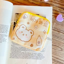 Korean Cute Bear Large Capacity Sanitary Napkin Storage Bags Girls Cartoon Physiological Period Tampon Organiser Bag Mini Bag