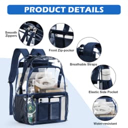 Clear Polyester Backpack - Stylish Transparent Daypack for School Multipocket Transparent Backpack Casual Modern Aesthetic Bag 