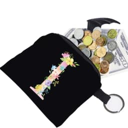 Women's Wallet Coin Purse Small Object Bag Key Ring Buckle Organizers Bags Black Canvas Pink Letter Pattern Print Series