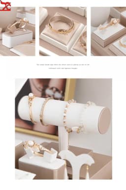 Champagne White Display Case Necklace Rack High-End Jade Jewelry Display Props Counter Display Crystal Exhibition Stand