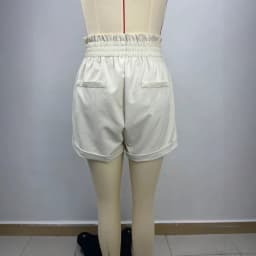 Women's Solid Color Elastic Waist Straight Leg Capri Shorts with Button Zipper Pockets for Travel Camping Streetwear Everyday