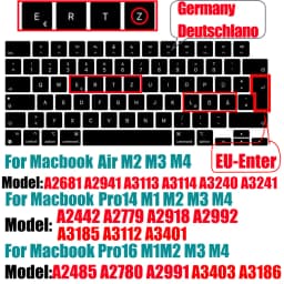 Keyboard Cover for MacBook M4 M3 M2 Pro/Max Chip MacBook Air 15.3"/13.6" A3240/A3241/A2941 Pro 14"/16" A2992/A2779/A2991/A2918