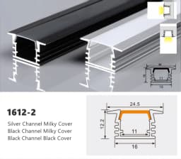 0.5m U/W Style LED Aluminum Profile Black Silver Channel Holder PC Cover Bar Lamp For Cabinet Closet Decor Linear Strip Light