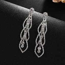 Shiny Crystal Zircon Long Stud Earrings for Women Geometric Hanging Drop Tassel Earring Fashion Party Vintage Pendant Jewelry