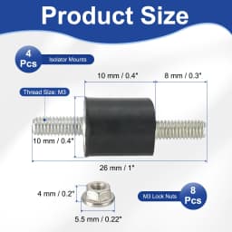 4/8Pcs M3 M4 M5 M6 Rubber Isolator Mounts Rubber Studs Shock Absorber Anti-Vibration Isolation Damping Mounts with Lock Nuts