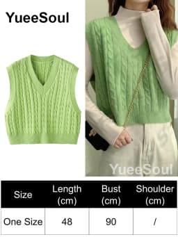 Green Knit Vest Printed Sleeveless Pullover Oversized Women Sweater Vest 2026 New Y2K Vintage Knitwear Women's Autumn Clothing
