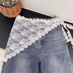 New Triangle Short Skirt Half Skirt Butt Curtain Skirt Lace Trim Small Apron Knitting Lace Stacked Ins Spring Headscarf