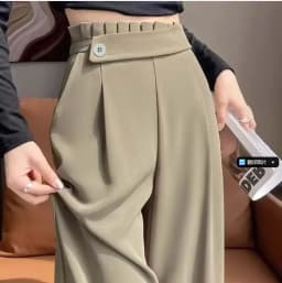 Fashion Elastic Spliced Solid Color Straight Pants Women's Clothing 2025 Summer New Loose Office Lady High Waist Casual Pants
