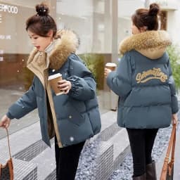 Down Cotton Jacket For Women Short Thickened 2026 Winter New Big Fur Collar Loose Cotton Coat Women's Warm Hooded Jackets Parker