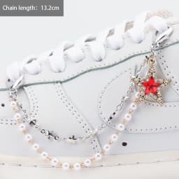 1PC Heart Star Pearl Shoe Laces Chain Punk Luxurious Diamond DIY Detachable Studded Pentagram Shoelace Accessories Jewelry Penda