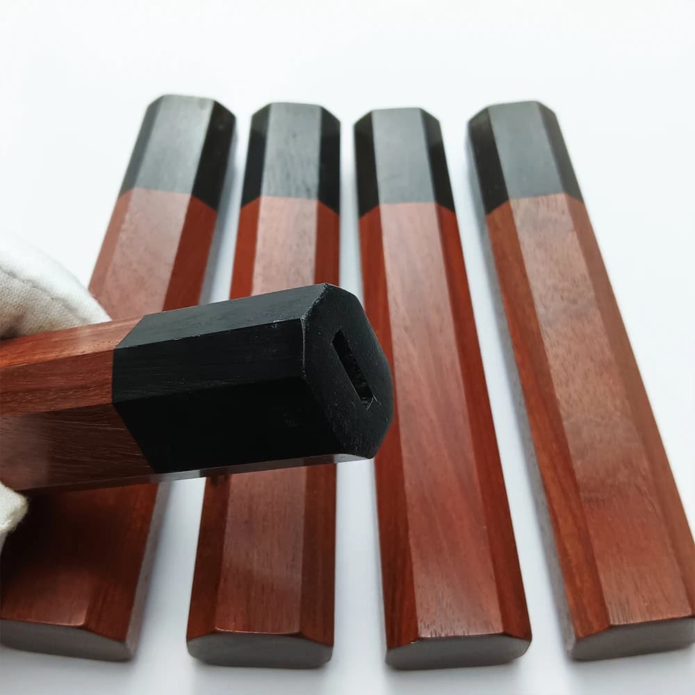 1piece Red Sandalwood + Ebony Octagonal Knife Handle for DIY Semi-finished Damascus Knife Handle Material Kitchen Knife Handle