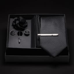 JEMYGINS New Designer Silver Gray Ties For Men Wedding Party Neck Tie Pocket Square Cufflink Pin Gift Box Set Gravat Accessories