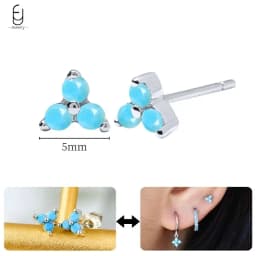 925 Sterling Silver Needle Exquisite Turquoise Silver Earrings for Women Blue Crystal Geometry Pendant Earrings Luxury Jewelry