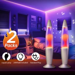 16 Inch Lava Lamp with 25W Bulb, Silver BaseLiquid Motion Lamp, Orange Wax Purple Liquid Magma Lamp, Standard Plug Vintage Decorative Night Light for Bedroom Office Gift
