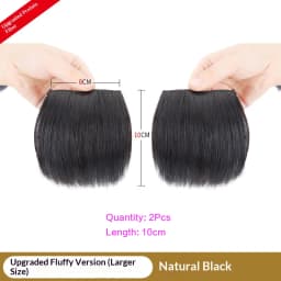 2Pcs Synthetic Short Straight Pad Invisible Hair Extension Lining of Hair Top Side Cover Hairpiece for Women