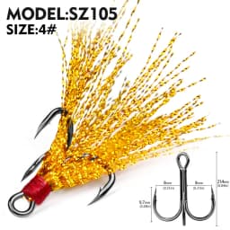 5Pcs 10Pcs Fishing Treble Hooks 4X Strength With Feather Tackle Fishing Hook Stronger Carbon Steel Barbed Fishhooks Pesca
