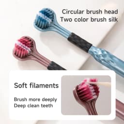 3-Sided Toothbrush for Comprehensive Cleaning | Ideal Angle Design | Raised Tongue Coating Brush | 2-Pack | Soft Bristles for Ge