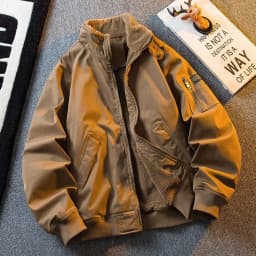 Men's Thickened Fleece Flight Jacket Winter Warm Workwear Military Style Cotton Coat Outerwear Youth Casual Cleanfit Long Sleeve