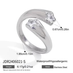 Uworld Minimalist Stainless Steel Smooth Asymmetric Ring Oval Hollow Stackable Ring Large Spherical Ring Women's Jewelry